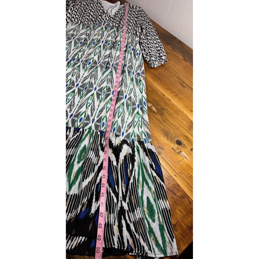 Chicos Ikat Clip Dot Maxi Dress Geo Print V Neck Long Sleeve Tiered Boho 1P/8P - Picture 10 of 14